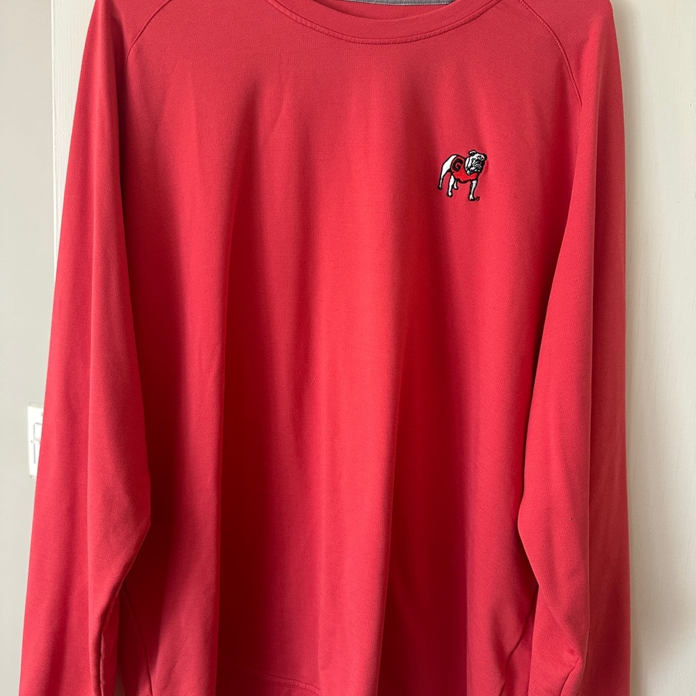 Peter Millar Red Crew Neck Sweatshirt Georgia Bulldogs